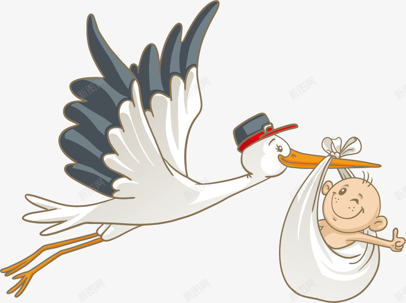 婴儿卡通png免抠素材_88icon https://88icon.com 儿童绘画 婴儿 彩色手绘 插图插画 白鹤 飞翔