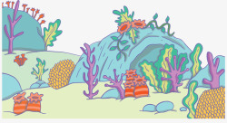 海底世界彩色海草矢量图素材