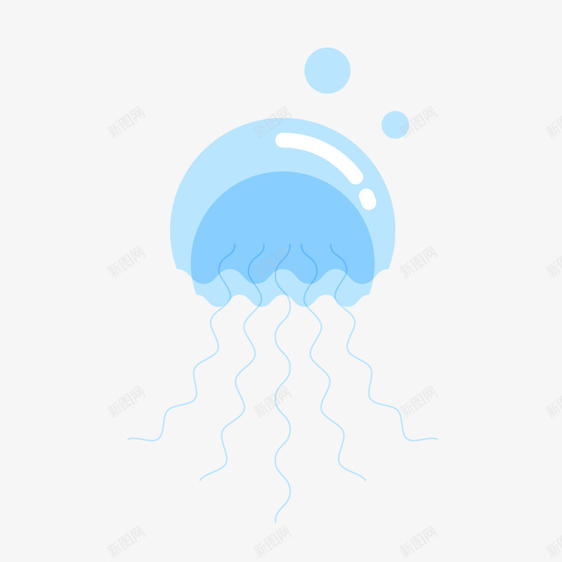 蓝色卡通水母png免抠素材_88icon https://88icon.com 卡通水母 海洋生物 红色水母 背景装饰 蓝色水母