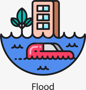 图案洪涝灾害标图标图标
