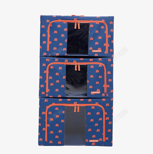 大象印花百纳箱3件套png免抠素材_88icon https://88icon.com 产品实物 免费png图片 印花 收纳箱 蓝色