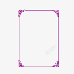 紫色矩形线条印花竖边框素材