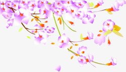 手绘紫色花朵藤蔓素材