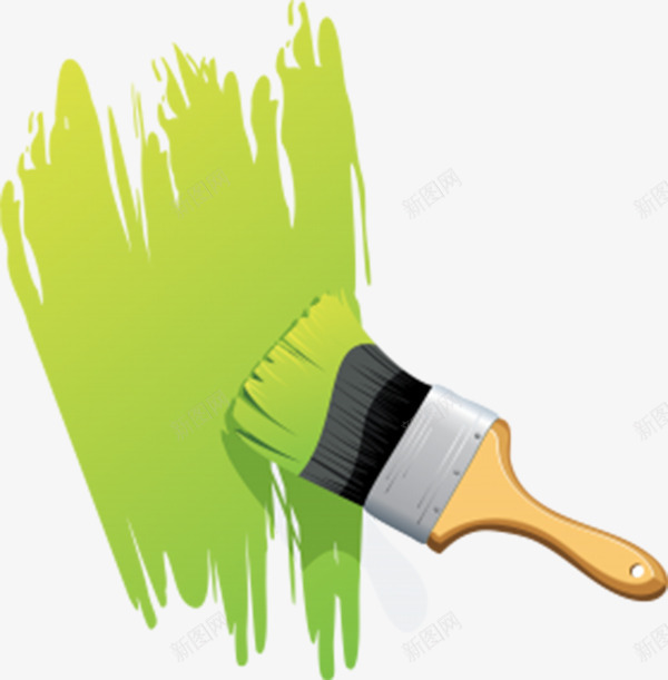 绿色漆墙刷png免抠素材_88icon https://88icon.com 产品实物 刷子 木笔刷 绿色油漆 软笔刷