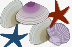 卡通深色海洋贝壳海星星素材