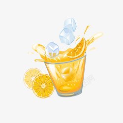 飞溅的橘子汁杯子里的橘子汁高清图片