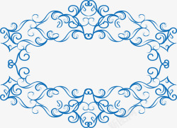 蓝色欧式花藤标题框素材