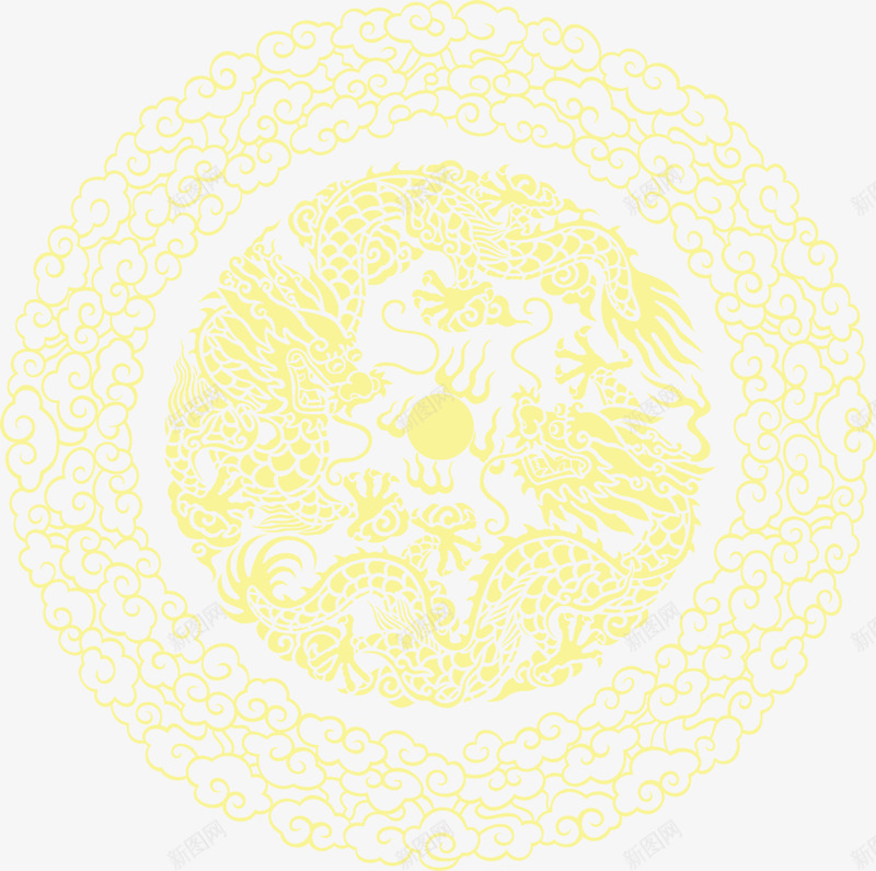 黄色龙纹中秋背景圆形png免抠素材_88icon https://88icon.com 中秋 圆形 背景 黄色