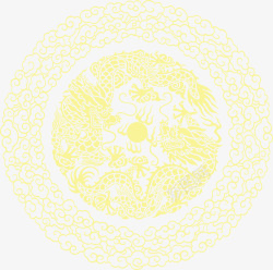 黄色龙纹中秋背景圆形素材