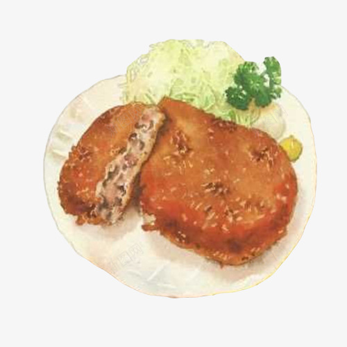 大脸鸡排手绘画片png免抠素材_88icon https://88icon.com 咖喱鸡排 手绘美食 炸鸡排 萝卜丝 鸡排