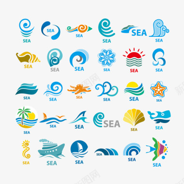梅花免扣元素海洋标签元素图标图标