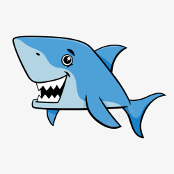 蓝色的手绘鲨鱼矢量图素材