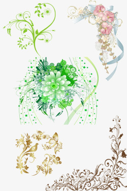 手绘花朵藤蔓背景图素材
