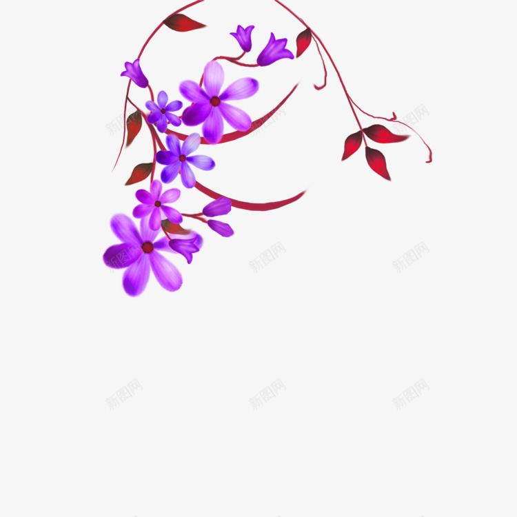 紫色清新花藤装饰图案png免抠素材_88icon https://88icon.com 免抠PNG 清新 紫色 花藤 装饰图案