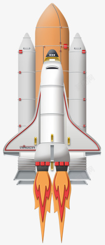 卡通绘画起飞的火箭素材