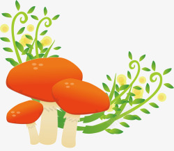 卡通蘑菇藤蔓素材