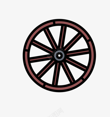 清新颜色水壶轮子狂野西部图标图标
