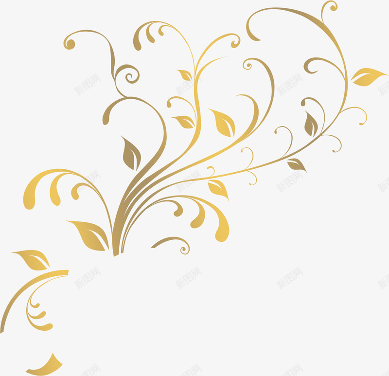 想上衍生的金色花藤装饰png免抠素材_88icon https://88icon.com 衍生 装饰 金色