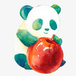熊猫吃苹果片素材