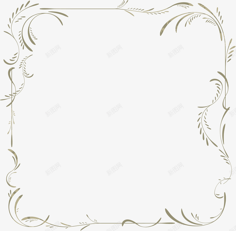 黄色简约花藤边框纹理png免抠素材_88icon https://88icon.com 免抠PNG 简约 花藤 边框纹理 黄色