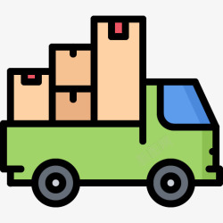 绿色纸箱卡车可爱房地产图标高清图片