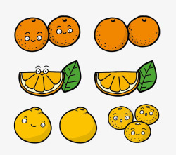 柑橘卡通简笔画素材