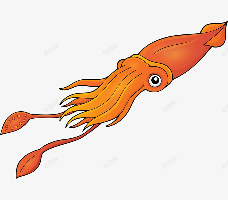 卡通手绘橙色可爱墨鱼png免抠素材_88icon https://88icon.com 卡通的海洋生物 可爱的墨鱼 手绘的墨鱼 橙色的墨鱼