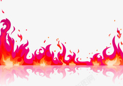 玫红色卡通燃烧的火焰效果元素素材