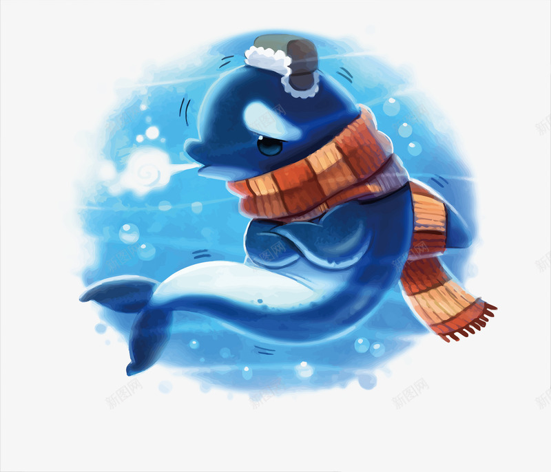 怕冷的海豚png免抠素材_88icon https://88icon.com PNG PNG免费下载 PNG图片 围巾 寒冷 海洋 海豚
