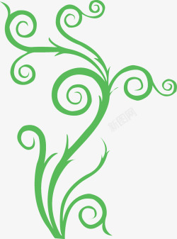绿色藤蔓手绘装饰素材