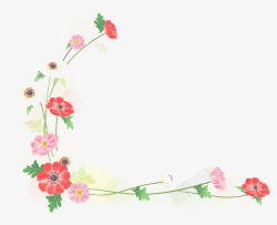 手绘彩色花朵花藤装饰图案素材