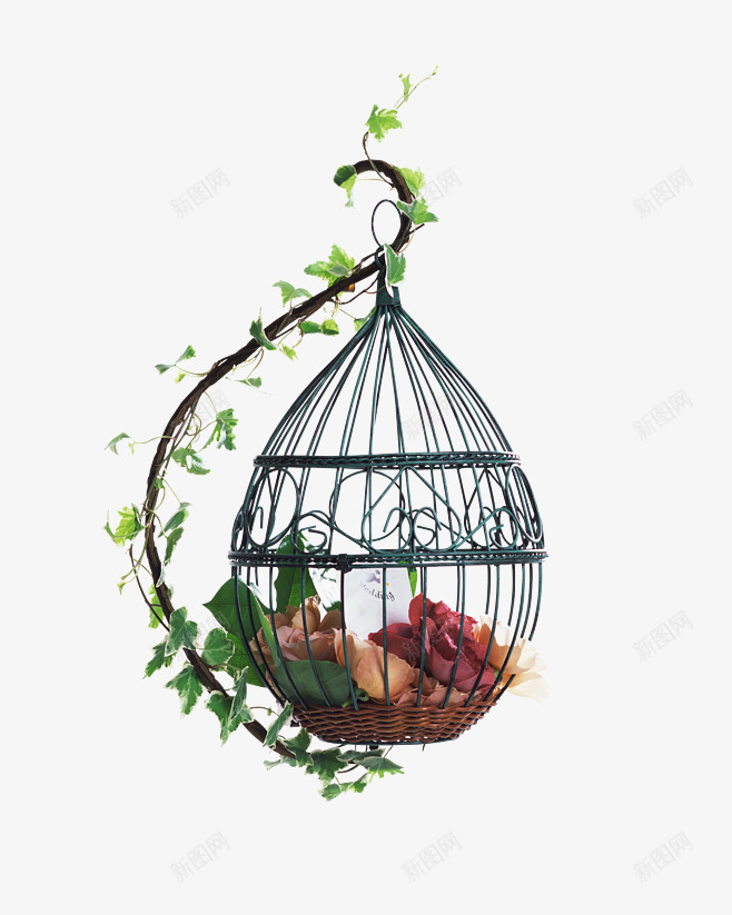 夏季清爽鸟笼png免抠素材_88icon https://88icon.com 中国风 清爽 白色 藤蔓 鸟笼