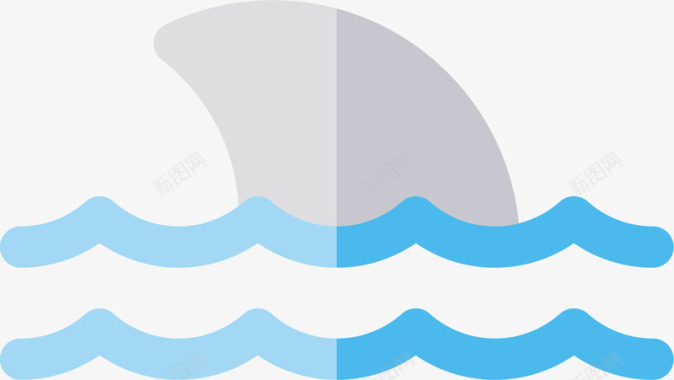 海洋卡通鲨鱼鳍图标图标