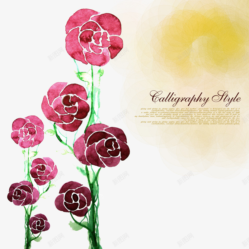 手绘卡通玫瑰花藤曼背景png免抠素材_88icon https://88icon.com 手绘卡通 玫瑰花 玫红色 藤曼