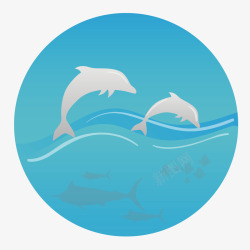 世界海洋日海豚矢量图素材