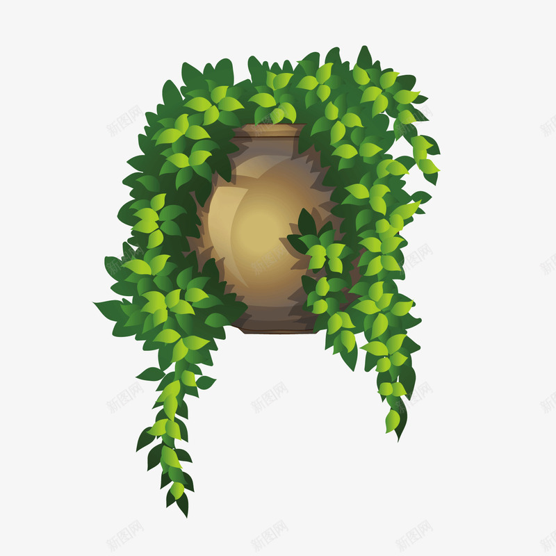 灰色植物罐子矢量图ai免抠素材_88icon https://88icon.com 树叶 植物 爬行 绿色 罐子 自然 藤蔓 矢量图