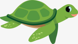 绿色卡通游动海龟素材