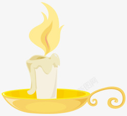蜡烛托黄色手绘蜡烛高清图片