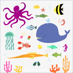 19种卡通海洋动植物素材