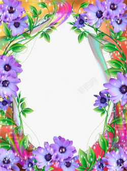 清新紫色花瓣花藤边框素材