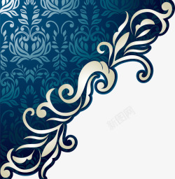 大气枝条蓝色欧式花边高清图片