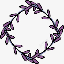 紫色手绘树藤边框素材