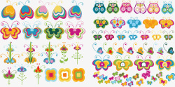 色彩缤纷的蝴蝶花朵矢量图素材
