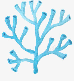 手绘蓝色珊瑚图素材