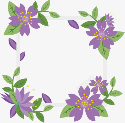 紫色花藤相框素材