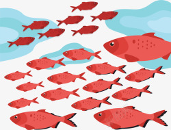 大海里红色的鱼群矢量图素材