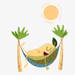 午睡躺着晒太阳的梨子矢量图高清图片