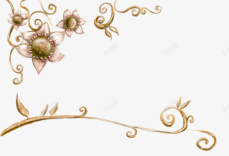 黄绿色简约花藤装饰图案png免抠素材_88icon https://88icon.com 免抠PNG 简约 花藤 装饰图案 黄绿色