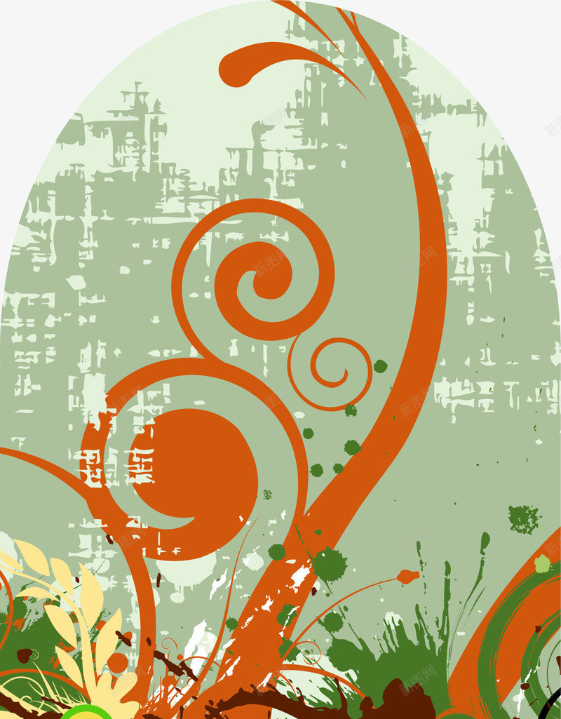 绿色花纹滑板png免抠素材_88icon https://88icon.com 斑斓图案 树藤植物 清新纹路 滑板图案 简约图案 绿色花纹