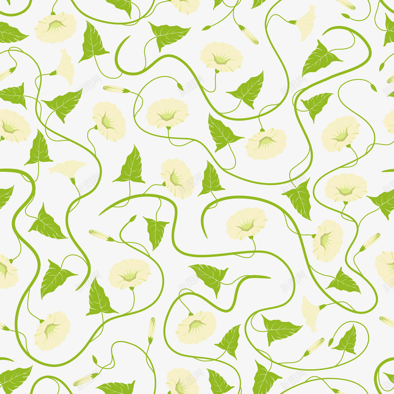 绿色花藤矢量图eps免抠素材_88icon https://88icon.com 印花 墙纸 墙纸装饰 壁纸 复古 牵牛花 精美花纹 纹理 绿色 花纹底纹 花纹背景 花藤 花边 装饰图案 设计素材 矢量图